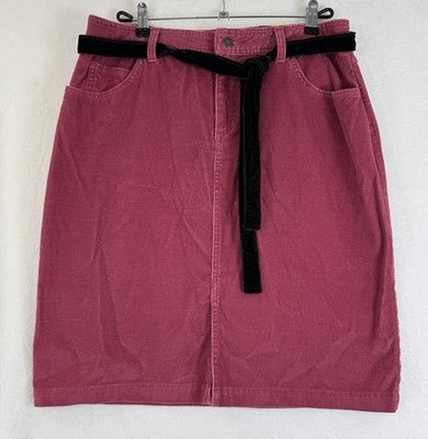 St Johns Bay Corduroy Skirt 12 Belt Pink New NWT