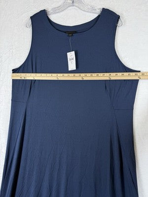 J Jill Wearever Dress Medium XL Blue Sleeveless Shift Long Knit Womens New NWT