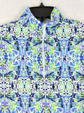IBKUL Womens Long Sleeve Top XS 1/4 Zip Mock Neck Ridley Blue Green Purple Golf