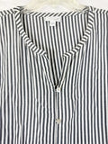 J Jill Large Top Tunic Blouse Gray White Stripe Lightweight Long Sleeve Roll Tab