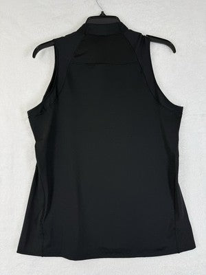 Adidas Women Medium Golf Polo Ultimate 365 1/4 Zip Mock Sleeveless Top Black New