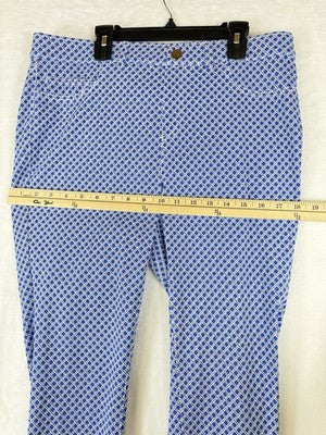 Rafaella Comfort Pants 12 Pull On Blue Print Womens