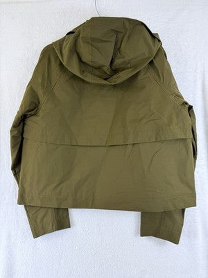 Calia Jacket Large Womens Crop Rain Trench Coat Hooded Green New NWT  $118