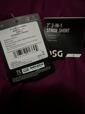 DSG 7” Running 2 In 1 Shorts Mens Small Stride Purple Reflective Lined NEW