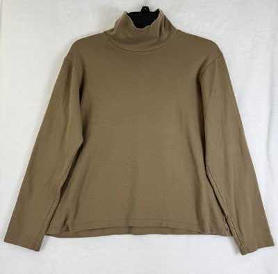 Uniqlo Turtleneck Large Womens Long Sleeve Shirt Knit Beige Tan