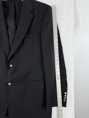 Jos A Bank Blazer 43L Black 100% Wool Gordon Jacket Gold Buttons Sport Coat Mens