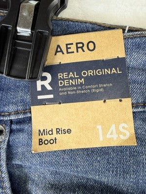 Aeropostale Jeans Women 14 Short Mid Rise Boot Cut Blue New NWT
