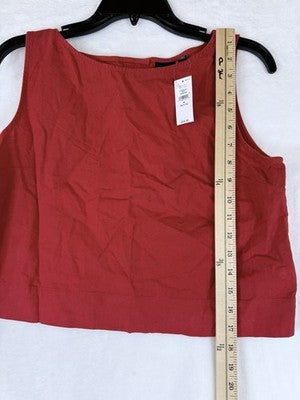 Gap Cropped Top Small Petite Linen Blend Crop Shell Tank Sleeveless Red New NWT