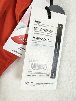Calia Swim Bottom Small Red High Rise Wide Band Womens Tankini Swimwear New NWT