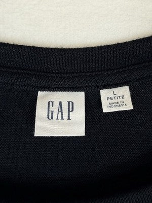 Gap Dress Large Petite Black Softspun Ballon Sleeve Jersey Knit Womens