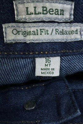 LL Bean Double L Relaxed Fit 16 Tall Womens Jeans Ultra High Rise Blue New NWT