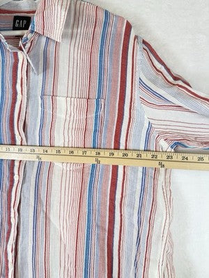 Gap Cotton Gauze Button Down Shirt Medium Women July 4th Red White Blue Top New