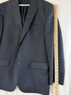 Jos A Bank Blazer 44R Travelers Collection 100% Wool Navy Blue Jacket Mens
