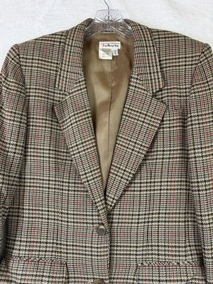 Vintage Talbots Blazer 6 Brown Plaid 90s Suit Jacket Womens Wool Dark Academia