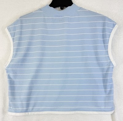 Calia Top XL Crop Mock Neck Knit Blue White Striped New NWT