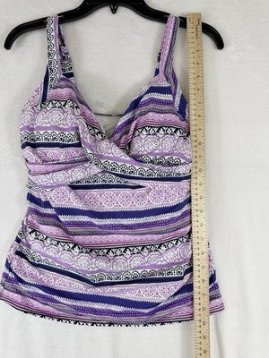 Lands End Tankini Top 10 10D Sweetheart Wrap Underwire Womens Swim Purple
