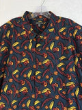 Toad And Co Mens Shirt XXL Fletcher Blue  Fruit Print Short Sleeve Button Up