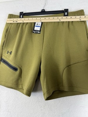 Under Armour Unstoppable Fleece Shorts XL Mens 7” Canteen Green Black New NWT