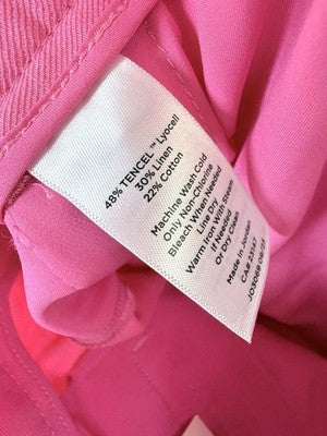 Talbots Greenwich Pants 14 Petite Geranium Pink Linen Blend Wide Leg 14P New NWT