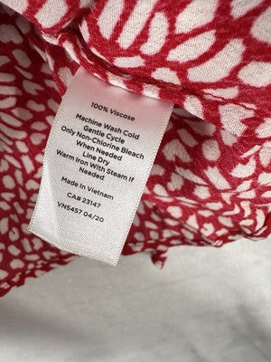 Talbots XS Blouse Wrap Top Long Sleeve Red White Print Lightweight Viscose