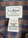 LL Bean Slightly Fitted Shirt Medium Blue Plaid Mens 100% Cotton Button Up Down