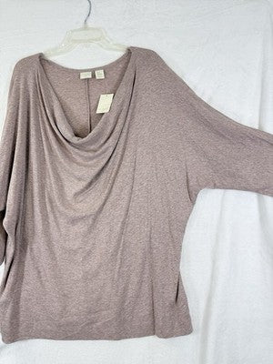St Tropez West Top 3X Drape Neck 3/4 Sleeve Knit Mauve Pink Modal Womens NEW