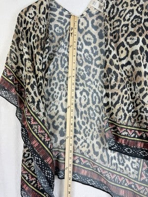 Soft Surroundings Ruana Wrap Shawl Animal Leopard Print Womens *FlawRead