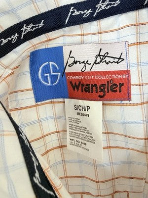 Wrangler George Strait Shirt Small Plaid Short Sleeve Button Up Mens 100% Cotton