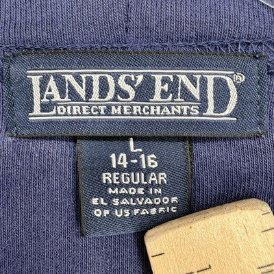 Lands End Cardigan Large Womens Indigo Blue Vintage Long Sleeve V Neck Button