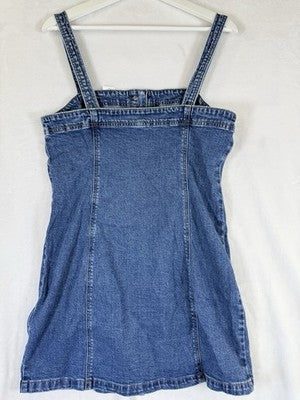 Gap Denim Mini Dress Medium Petite Womens Blue Jean Button Front Strapless New