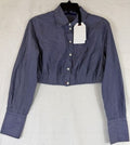 GapStudio Poplin Crop Shirt XS Women Top Gap Studio Blue Stripe Button Up New