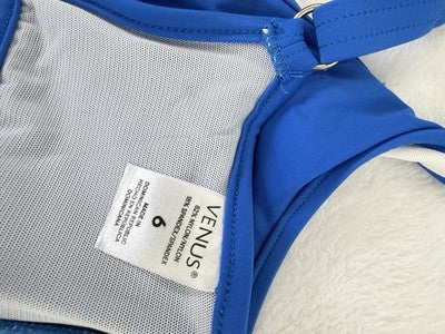 Venus Bikini Set 6 Top 4 Bottom Blue Zip Tie Side Womens Swim Swimwear New