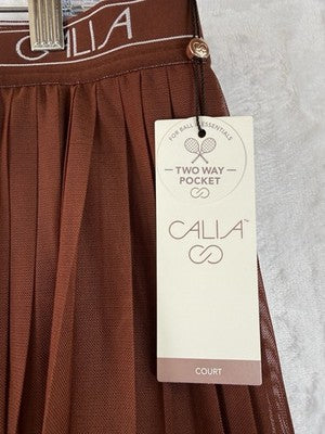 Calia Pleated Tennis Skort XL Brown Pull On 15” High Rise Womens New NWT