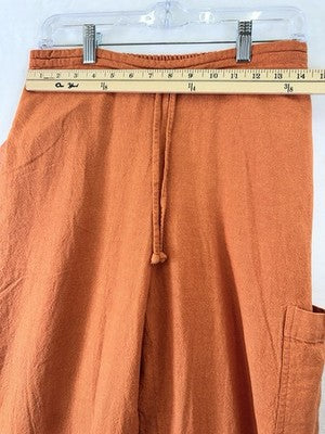 Coldwater Creek Linen Blend Wide Leg Crop Pants Medium Petite Pull On Womens