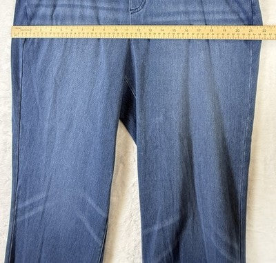 Lands End Starfish Jeans Large High Rise Knit Denim Blue Womens