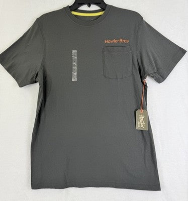 Howler Brothers Medium T Shirt Pocket Tee Pelican Postage Antique Black Gray New