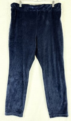 Lands End Velour Joggers Large Petite Womens Blue Sweatpants Pull On Pants LP