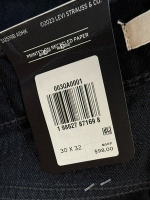 Levis Ribcage Bell Jeans 30 Black High Rise Jeans 30x32 Bell Bottom New NWT