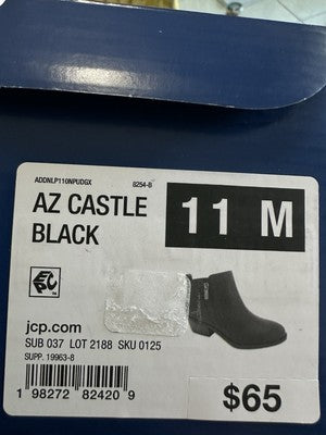 New Arizona Castle Booties Womens 11 Black Size Zip Stacked Heel Shoes