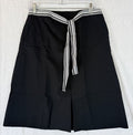 Talbots A Line Skirt 6 Black Tie Belt Cotton Stretch Womens