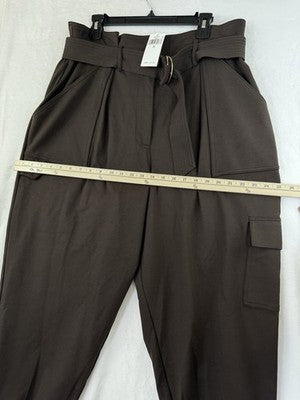 Lauren Ralph Lauren 16 Womens Belted Ponte Cargo Pants Brown New NWT