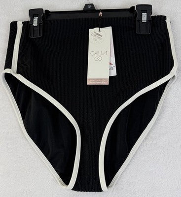 Calia Swim Bottom Small Black High Rise Tipped Womens Tankini Swimwear New NWT