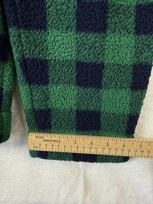 Lands End Sherpa Fleece Pajama Bottoms Large Womens Green Blue Plaid