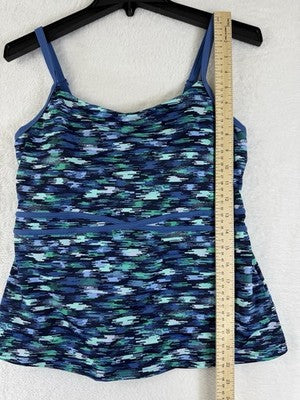 LL Bean Tankini Top 12 Swimsuit Swim Blue Womens EXC