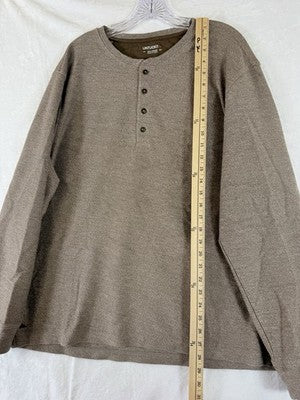 Untuckit Shirts For Men XXL Henley Long Sleeve Urey Tan Short