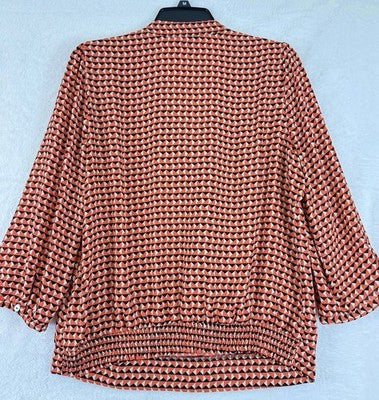 The Limited Top Medium Long Sleeve Red Print Blouse Pussy Bow Tie Womens