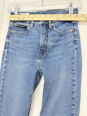 Gap Vintage Slim High Rise Jeans 25 0 Womens Blue Raw Hem Denim
