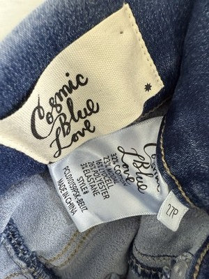 Cosmic Blue Love 27 4 Petite Capri Jeans Mira Pull On Pintuck Blue Women 4P NEW