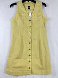 Gap Denim Mini Dress Small Petite Womens Yellow Denim Utility Sleeveless Women