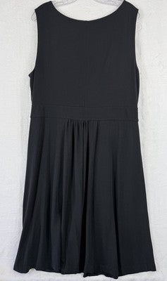 Lands End XL Wrap Dress Black Sleeveless Jersey Knit 18